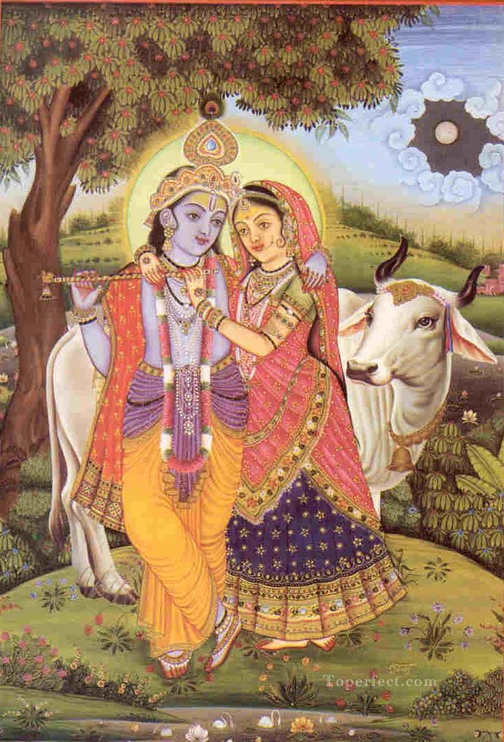Radha Krishna y la vaca Pintura al óleo